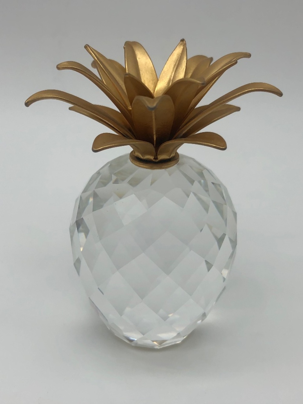 Swarovski Crystal Pineapple Gold Metal Leaves Large 4” 1/4" Cube Stamp